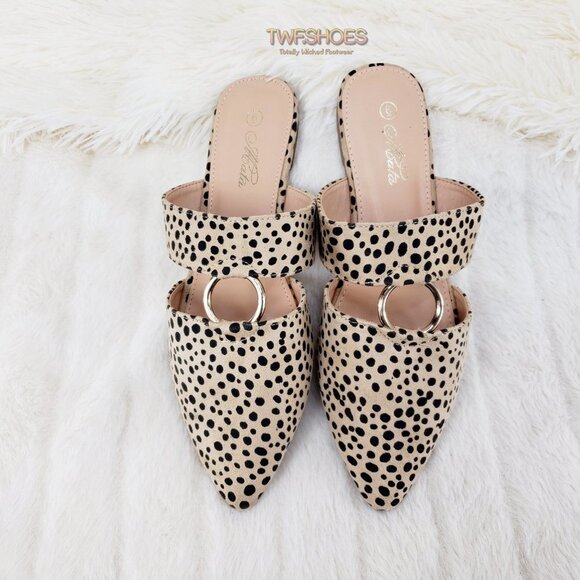 Brand New Cheetah Pointy Toe Flats Mules Clogs Slippers - Picture 8 of 9